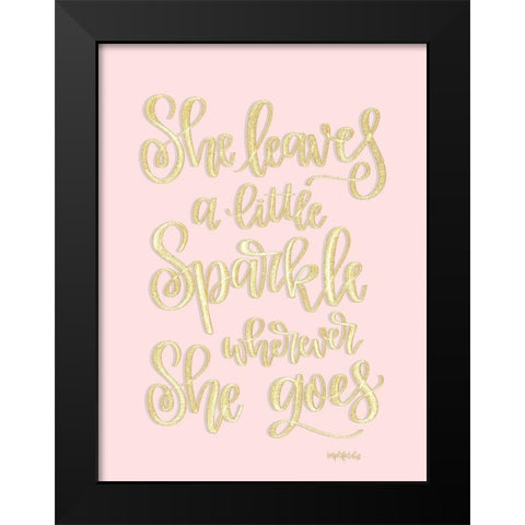 She Leaves a Little Sparkle I Black Modern Wood Framed Art Print by Imperfect Dust