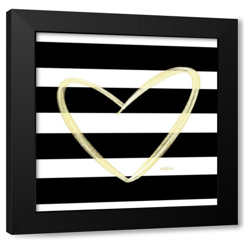 Glam Heart Black Modern Wood Framed Art Print by Imperfect Dust