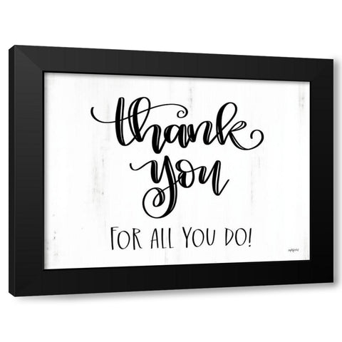 Thank You Black Modern Wood Framed Art Print with Double Matting by Imperfect Dust