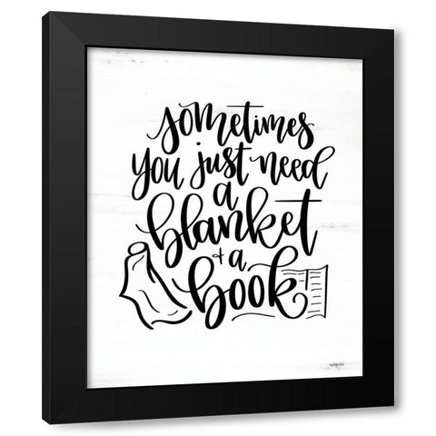 A Blanket and a Book Black Modern Wood Framed Art Print by Imperfect Dust