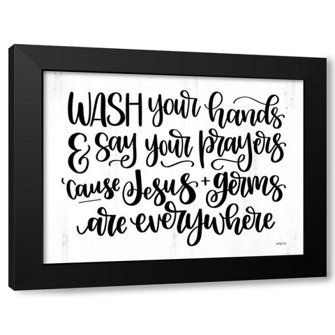 Jesus and Germs Are Everywhere Black Modern Wood Framed Art Print with Double Matting by Imperfect Dust