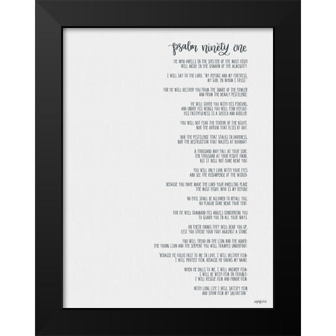 Psalm Ninety One Black Modern Wood Framed Art Print by Imperfect Dust