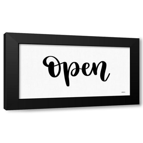 Open Sign Black Modern Wood Framed Art Print by Imperfect Dust