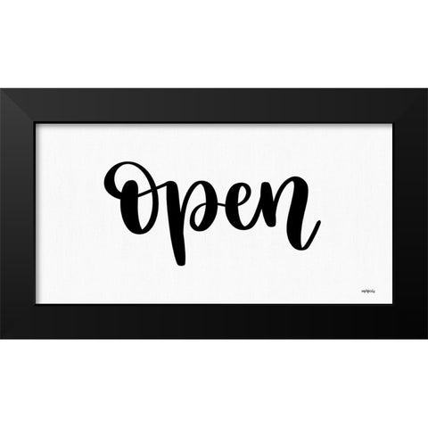 Open Sign Black Modern Wood Framed Art Print by Imperfect Dust