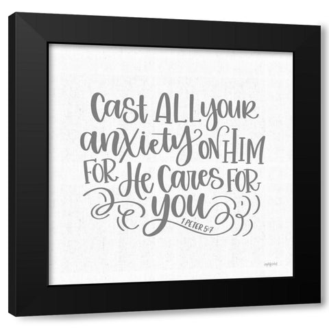 He Cares for You Black Modern Wood Framed Art Print by Imperfect Dust