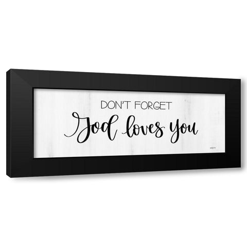 God Loves You Black Modern Wood Framed Art Print with Double Matting by Imperfect Dust