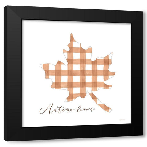 Autumn Leaves Black Modern Wood Framed Art Print by Imperfect Dust