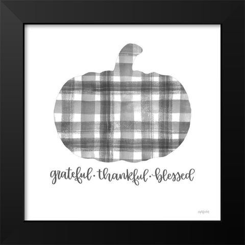Grateful-Thankful-Blessed Black Modern Wood Framed Art Print by Imperfect Dust