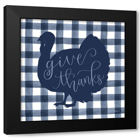 Give Thanks Turkey Black Modern Wood Framed Art Print with Double Matting by Imperfect Dust