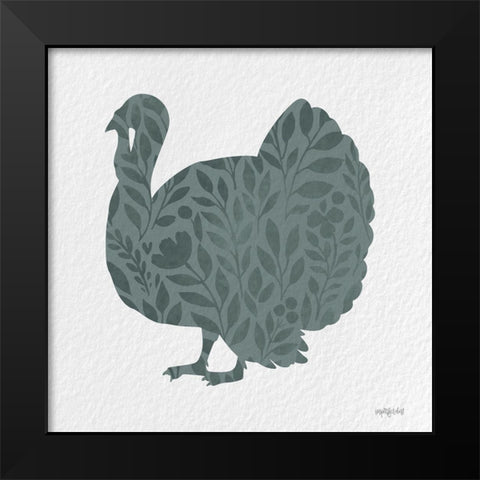 Floral Turkey Black Modern Wood Framed Art Print by Imperfect Dust