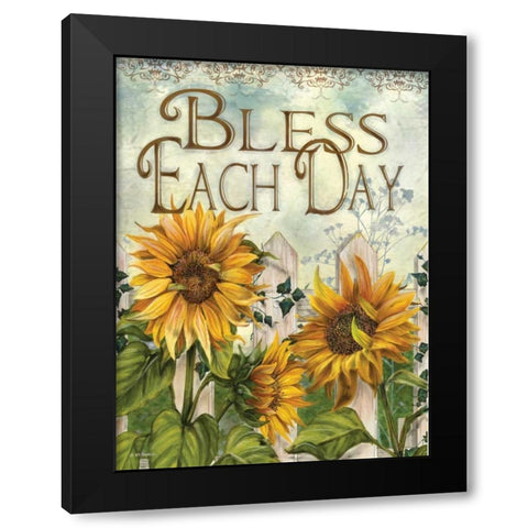 Bless Each Day Black Modern Wood Framed Art Print with Double Matting by Wargo, Ed