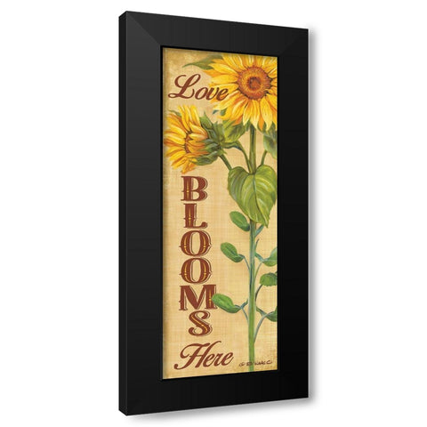 Love Blooms Here Black Modern Wood Framed Art Print by Wargo, Ed