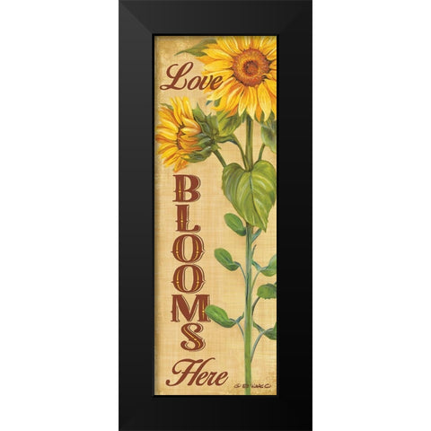Love Blooms Here Black Modern Wood Framed Art Print by Wargo, Ed