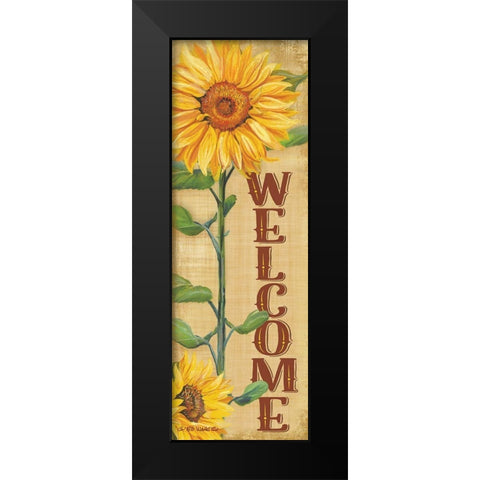 Welcome Sunflower Black Modern Wood Framed Art Print by Wargo, Ed