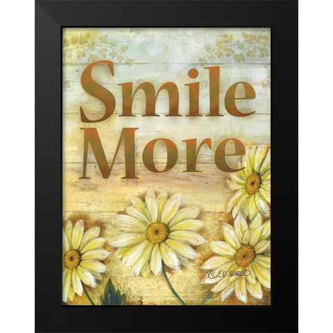 Smile More Black Modern Wood Framed Art Print by Wargo, Ed
