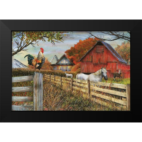 Standing Guard Rooster Black Modern Wood Framed Art Print by Wargo, Ed