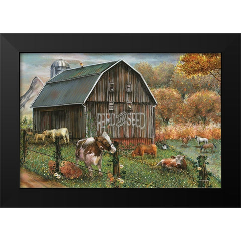 Feed and Seed Farm Black Modern Wood Framed Art Print by Wargo, Ed