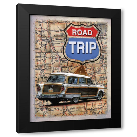 Road Trip Black Modern Wood Framed Art Print with Double Matting by Wargo, Ed