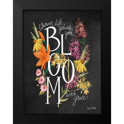 Bloom with Grace Black Modern Wood Framed Art Print by House Fenway