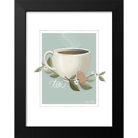 Botanical Tea Black Modern Wood Framed Art Print by House Fenway