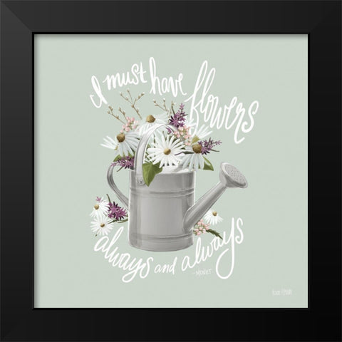 Farmhouse Watering Can Black Modern Wood Framed Art Print by House Fenway
