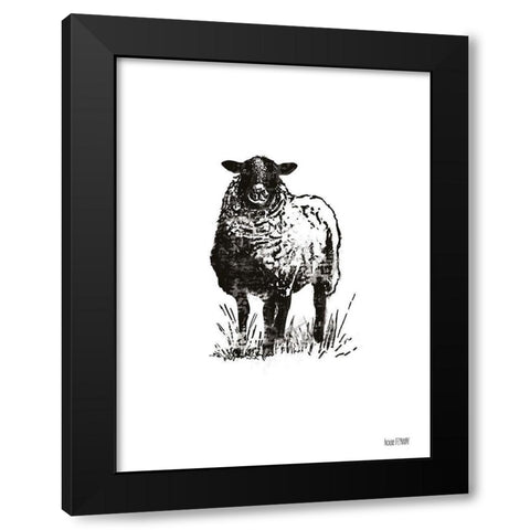 Farmhouse Sheep Black Modern Wood Framed Art Print with Double Matting by House Fenway
