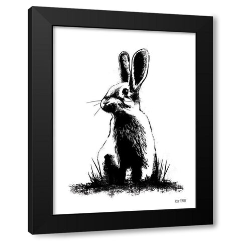 Farmhouse Rabbit Black Modern Wood Framed Art Print with Double Matting by House Fenway