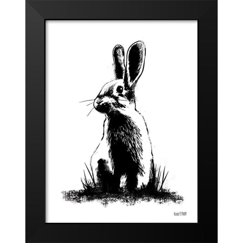 Farmhouse Rabbit Black Modern Wood Framed Art Print by House Fenway