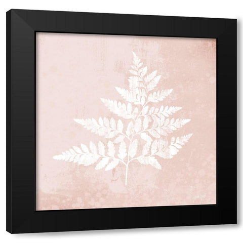Blush Fern I Black Modern Wood Framed Art Print with Double Matting by House Fenway