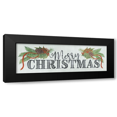 Merry Christmas Black Modern Wood Framed Art Print by House Fenway