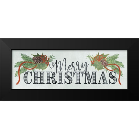 Merry Christmas Black Modern Wood Framed Art Print by House Fenway