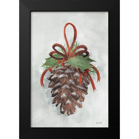 Holly Pinecone Black Modern Wood Framed Art Print by House Fenway