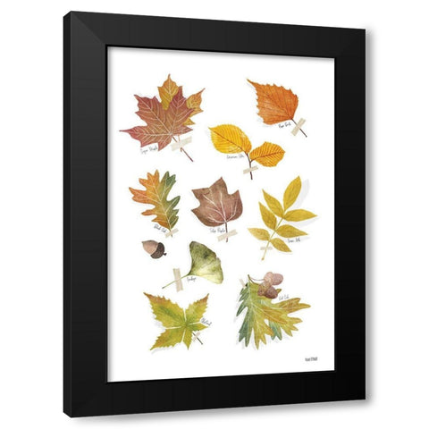 Autumn Leaves Black Modern Wood Framed Art Print with Double Matting by House Fenway