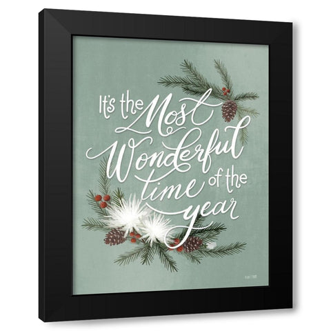 Christmas Wonder Black Modern Wood Framed Art Print with Double Matting by House Fenway
