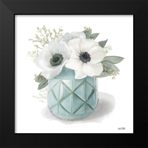 Winter Anemones - Blue Black Modern Wood Framed Art Print by House Fenway
