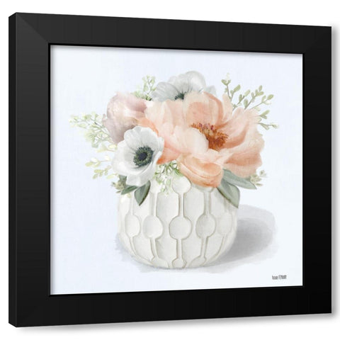 Winter Anemones - Pink Black Modern Wood Framed Art Print with Double Matting by House Fenway