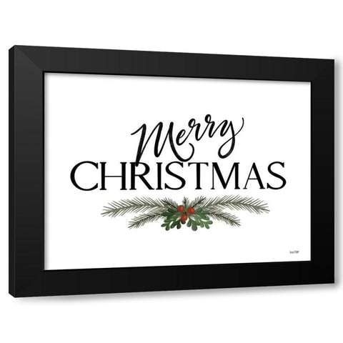 Merry Christmas Black Modern Wood Framed Art Print by House Fenway