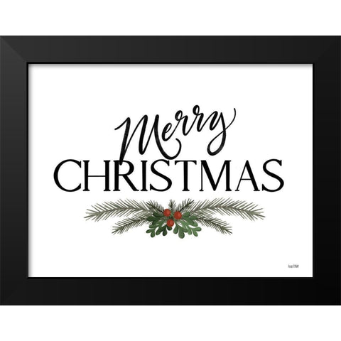 Merry Christmas Black Modern Wood Framed Art Print by House Fenway