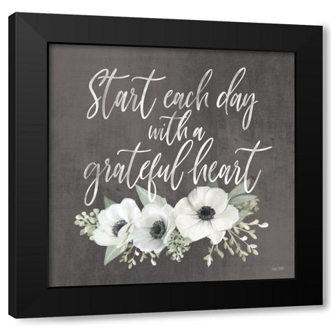 Grateful Heart Black Modern Wood Framed Art Print by House Fenway