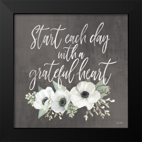 Grateful Heart Black Modern Wood Framed Art Print by House Fenway