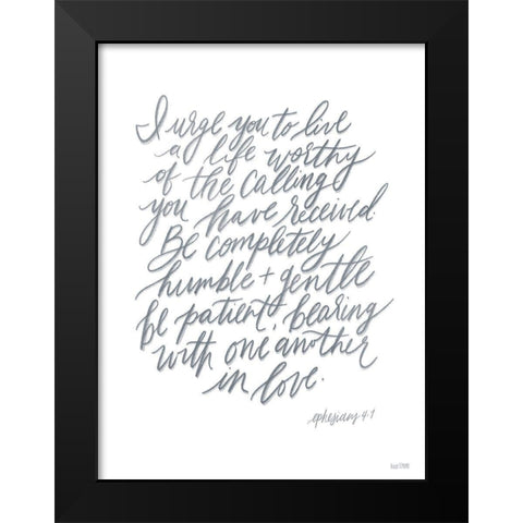 Humble and Gentle Black Modern Wood Framed Art Print by House Fenway
