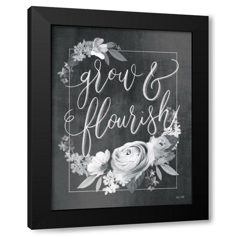 Grow and Flourish Black Modern Wood Framed Art Print with Double Matting by House Fenway