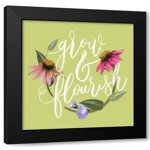 Grow And Flourish  Black Modern Wood Framed Art Print with Double Matting by House Fenway