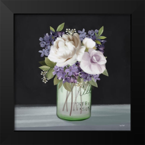 Lilac Mason Jar Floral Black Modern Wood Framed Art Print by House Fenway