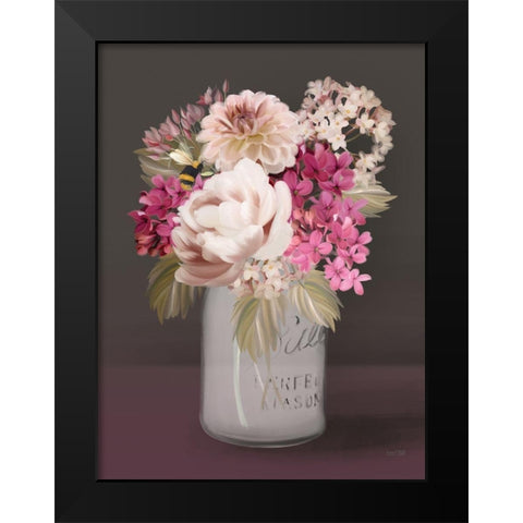Plum Mason Jar Floral Black Modern Wood Framed Art Print by House Fenway