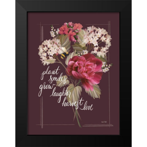 Let Love Grow Black Modern Wood Framed Art Print by House Fenway