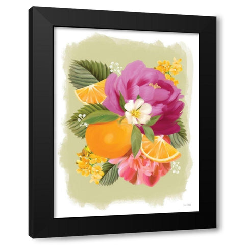 Summer Citrus Floral II Black Modern Wood Framed Art Print with Double Matting by House Fenway