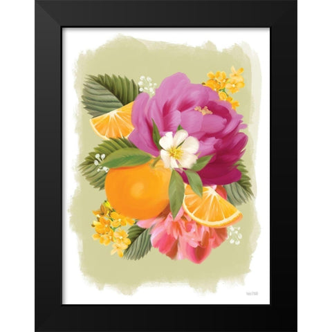 Summer Citrus Floral II Black Modern Wood Framed Art Print by House Fenway