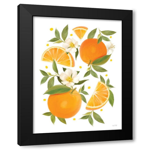 Citrus Orange Botanical Black Modern Wood Framed Art Print by House Fenway
