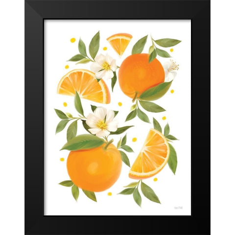 Citrus Orange Botanical Black Modern Wood Framed Art Print by House Fenway
